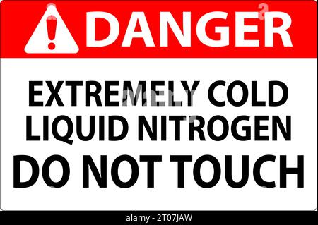 Danger Sign Extremely Cold Liquid Nitrogen Do Not Touch Stock Vector