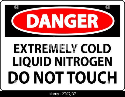 Danger Sign Extremely Cold Liquid Nitrogen Do Not Touch Stock Vector