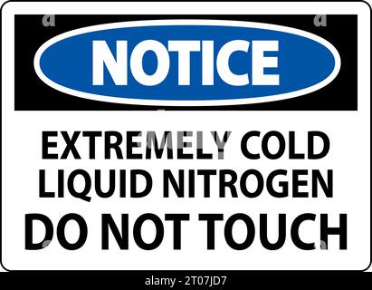 Notice Sign Extremely Cold Liquid Nitrogen Do Not Touch Stock Vector