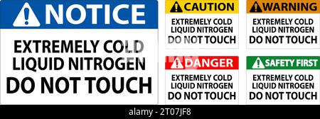 Caution Sign Extremely Cold Liquid Nitrogen Do Not Touch Stock Vector