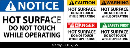 Danger Sign Hot Surface - Do Not Touch While Operating Stock Vector