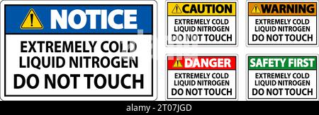 Caution Sign Extremely Cold Liquid Nitrogen Do Not Touch Stock Vector