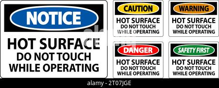 Danger Sign Hot Surface - Do Not Touch While Operating Stock Vector