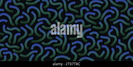Gradient doodle pattern. Funny pattern. Curved lines isolated on dark background. Stock Vector