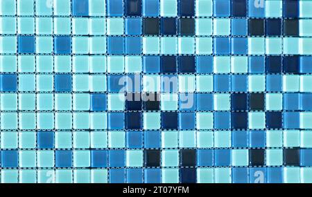 Swimming pool mosaic tiles abstract blue pattern background Stock Photo