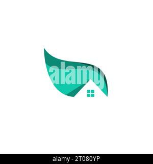 Home Leaf Vector. House Nature Logo Stock Vector