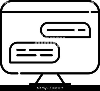 Online forum chat on desktop computer. Pixel perfect, editable stroke Stock Vector