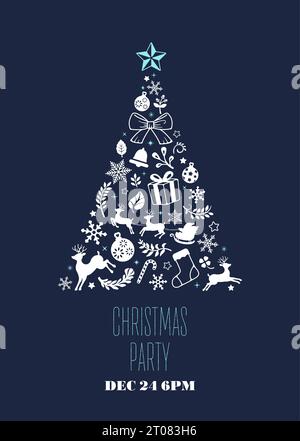 Christmas party postcard template vector illustration Stock Vector