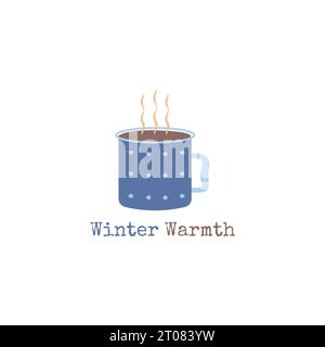 Logo of a cup of hot coffee or hot chocolate that is suitable to accompany the winter. Stock Vector
