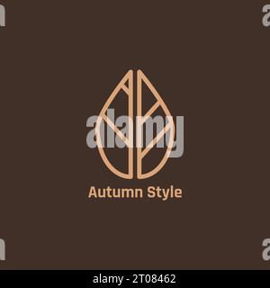 Abstract line logo that forms a leaf cut in the middle. Stock Vector