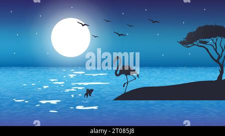 Nature Landscape Vector Illustration, Wallpaper, Background, Digital Art. Stock Vector