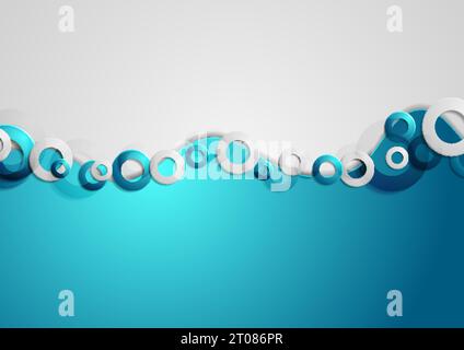 Blue and grey abstract wavy corporate background with rings. Vector design Stock Vector