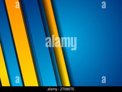 Blue and orange smooth stripes abstract corporate background. Hi-tech bright vector design Stock Vector