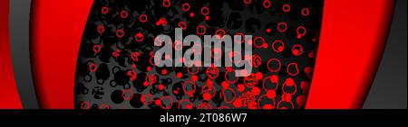 Black and red abstract corporate wavy background with grunge halftones. Vector design Stock Vector