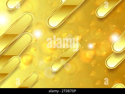 Retro abstract geometric background with golden bokeh light. Vector illustration Stock Vector
