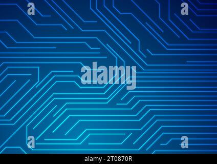 Abstract glowing blue tech circuit board lines futuristic background. Vector illustration Stock Vector