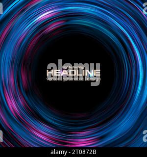 Bright liquid wavy circles abstract hi-tech background. Vector illustration Stock Vector