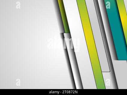 Geometric smooth stripes abstract corporate background. Hi-tech bright vector design Stock Vector