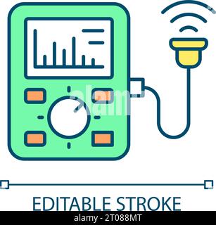 2D editable colorful thin line ultrasonic analysis icon Stock Vector