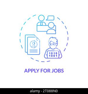 2D gradient thin line apply for jobs icon concept Stock Vector