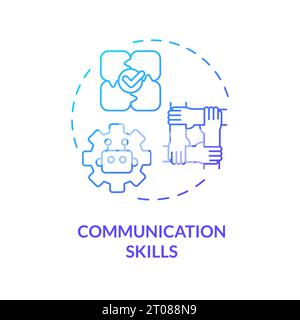 2D gradient thin linear icon communication skills concept Stock Vector