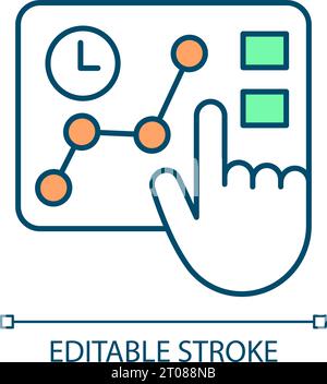 2D colorful thin line improve maintenance planning icon Stock Vector