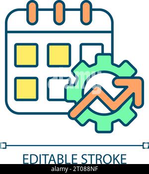 2D editable thin line improve maintenance planning icon Stock Vector