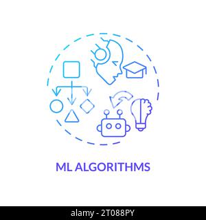 2D customizable thin line icon ML algorithms concept Stock Vector