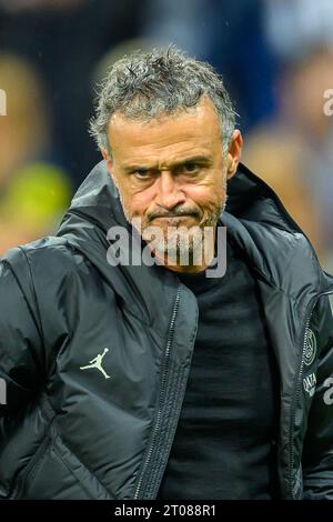 PSG manager, Luis Enrique looks dejected at full time during the UEFA Champions League, Group F football match between Newcastle United and Paris Saint-Germain on October 4, 2023 at St James' Park in Newcastle, England Stock Photo