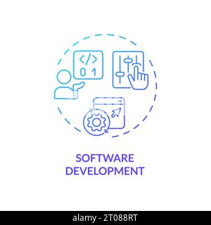 2D gradient thin linear icon software development concept Stock Vector