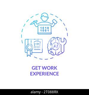 2D thin linear icon get work experience concept Stock Vector