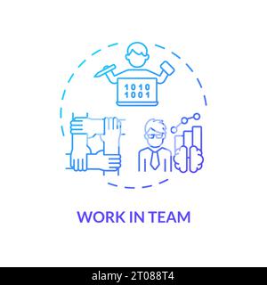 Gradient thin linear icon work in team concept Stock Vector