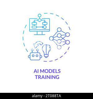 2D gradient thin line icon AI models training concept Stock Vector