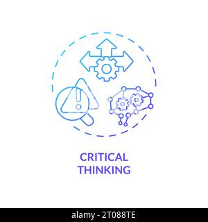2D gradient thin linear icon critical thinking concept Stock Vector