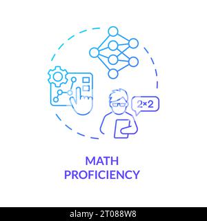 2D gradient thin line icon math proficiency concept Stock Vector