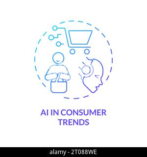 2D gradient thin linear icon AI in consumer trends concept Stock Vector