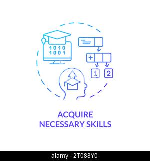 2D thin line acquire necessary skills icon concept Stock Vector