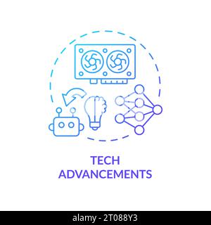 2D gradient thin linear icon tech advancements concept Stock Vector