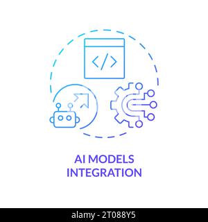 Gradient thin line icon AI models integration concept Stock Vector
