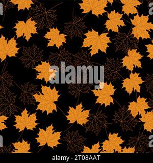 Vector seamless pattern of maple fall leaves Stock Vector