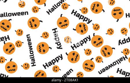 happy halloween seamless pattern with transparent background,halloween pumpkin seamless vector pattern Stock Vector