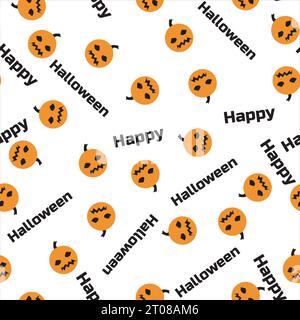 happy halloween seamless pattern with transparent background,halloween pumpkin seamless vector pattern Stock Vector