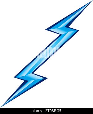 Blue Lightning Symbol on White Background. Power Energy Sign. Electricity Themed Illustration for Icon, Stamp, or Banner Background Decoration Stock Vector