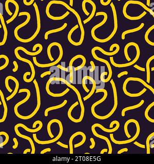 Naive groovy vector Boho doodle seamless pattern. Brutal contemporary figure star oval wave. Swiss design aesthetic. Geometric black posters in trendy Stock Vector
