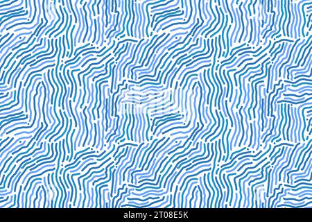 Naive blue brutal squiggle seamless pattern. Creative abstract doodle style drawing print for children. trendy design with basic shapes. Grunge minima Stock Vector
