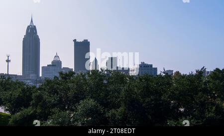 The downtown Mobile, Alabama skyline on a sunny October day Stock Photo