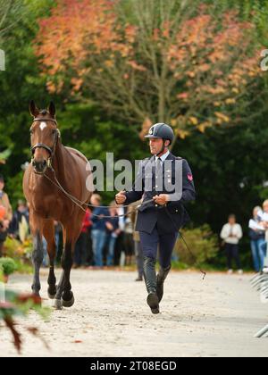 Fabio FANI CIOTTI of Italy with Suttogo Georg during the first horse inspection at the Boekelo Horse Trials CCIO 4*-NC-L on October 4, 2023, Netherlands (Photo by Maxime David/MXIMD Pictures - mximd.com) Stock Photo