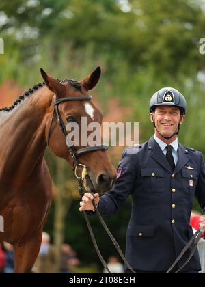 Fabio FANI CIOTTI of Italy with Suttogo Georg during the first horse inspection at the Boekelo Horse Trials CCIO 4*-NC-L on October 4, 2023, Netherlands (Photo by Maxime David/MXIMD Pictures - mximd.com) Stock Photo