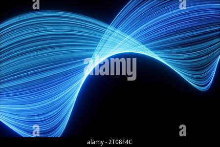 Abstract glowing particles trail, magic glow energy motion particles ...
