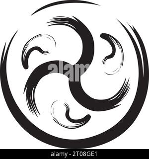 Celtic Knot and Triskelion Circle - Celtic Symbol Trinity Sacred Geometry Energy Black and White Stock Vector